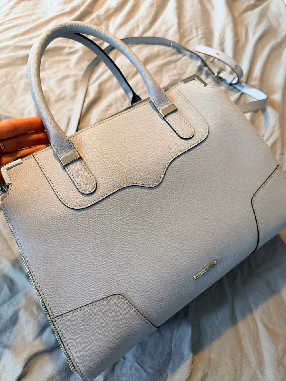 Rebecca Minkoff Light Blue Structured Top-Handle Crossbody Bag - Picture 3 of 10